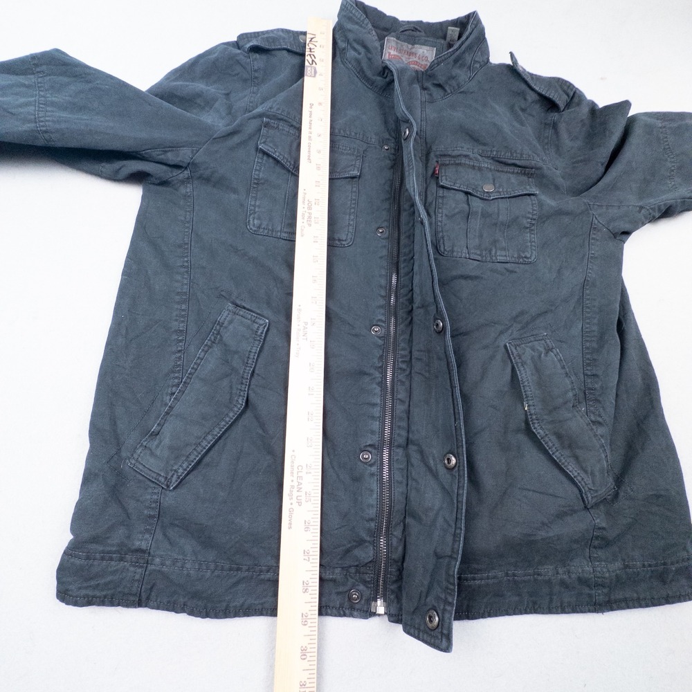 Levi Strauss Mens XL Military Field Jacket Washed Black Cotton Utility Coat - Picture 8 of 15